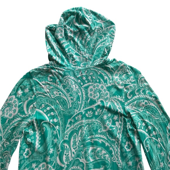 Coolibar UPF 50+ Catalina Beach Teal Green Paisley Hooded Cover-Up Dress Size L - Picture 9 of 12